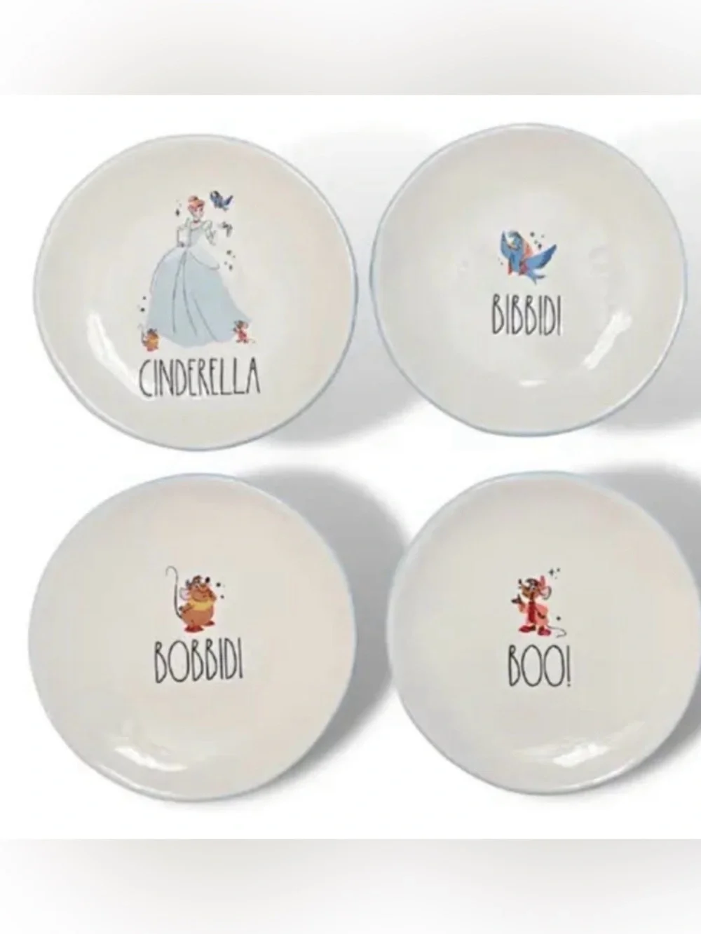 New Disney Cinderella Ceramic Party Bowls Set - White with Blue Accents 4